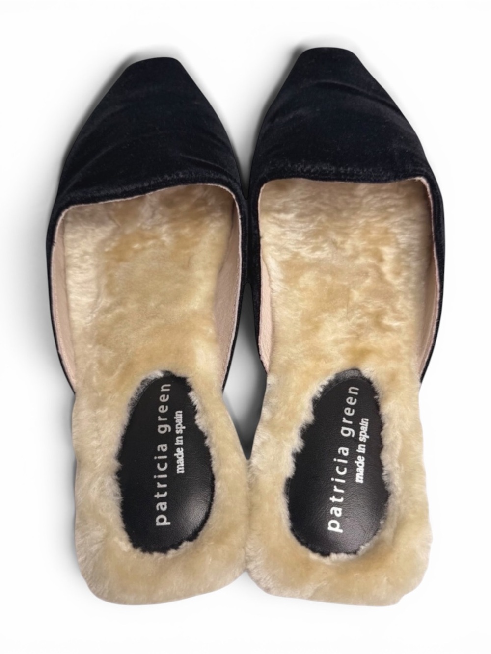 Patricia Green Charlotte Velvet Faux Fur Mule Slippers Black Women 8 Spain - Picture 14 of 14